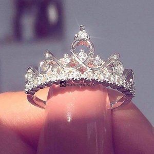 COPY - Engagement Princess Crown Ring Christmas Gift - Heart Style Size 8